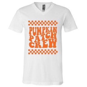 Pumpkin Patch Crew Matching Family Retro Halloween Groovy V-Neck T-Shirt