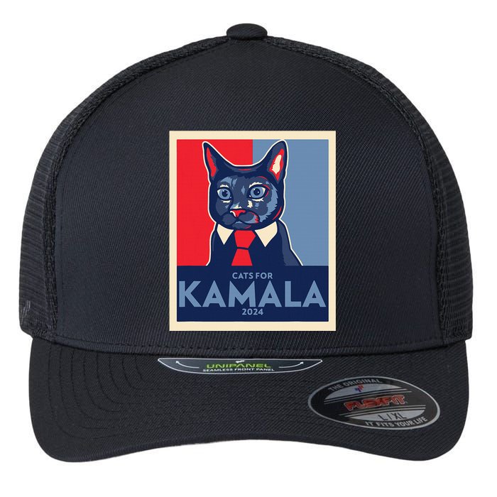 Politically Purrfect Cats For Kamala Harris 2024 President Flexfit Unipanel Trucker Cap