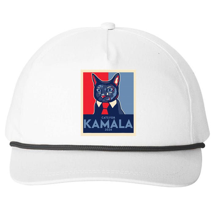 Politically Purrfect Cats For Kamala Harris 2024 President Snapback Five-Panel Rope Hat