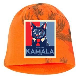 Politically Purrfect Cats For Kamala Harris 2024 President Kati - Camo Knit Beanie