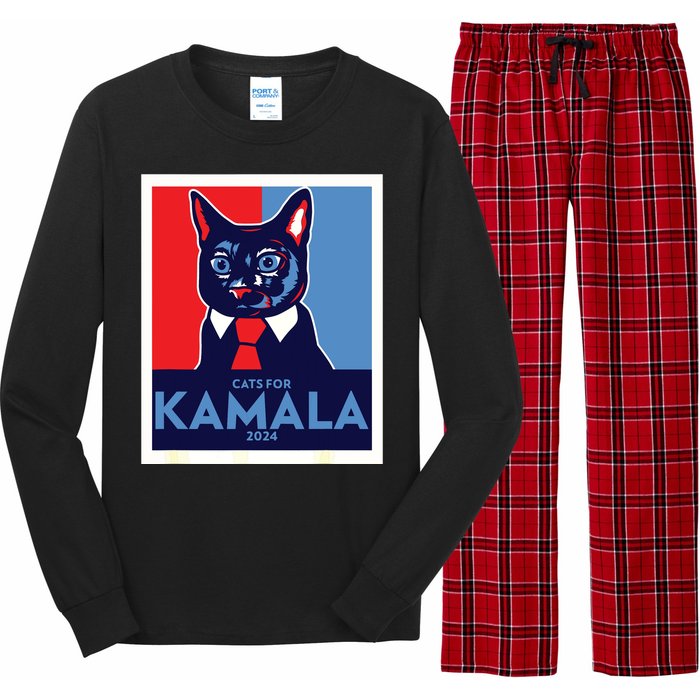 Politically Purrfect Cats For Kamala Harris 2024 President Long Sleeve Pajama Set