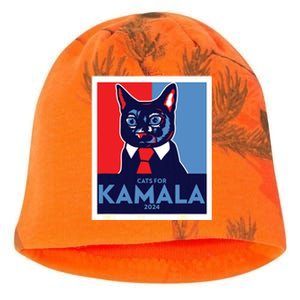 Politically Purrfect Cats For Kamala Harris 2024 President Kati - Camo Knit Beanie