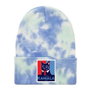 Politically Purrfect Cats For Kamala Harris 2024 President Tie Dye 12in Knit Beanie