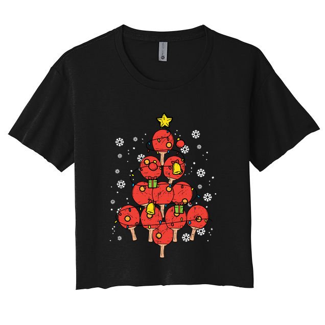 Ping Pong Christmas Tree Xmas Pajamas Pjs Table Tennis Cool Gift Crop Top