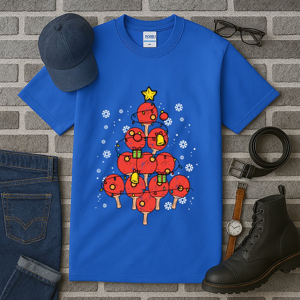 Ping Pong Christmas Tree Xmas Pajamas Pjs Table Tennis Cool Gift Tall T-Shirt