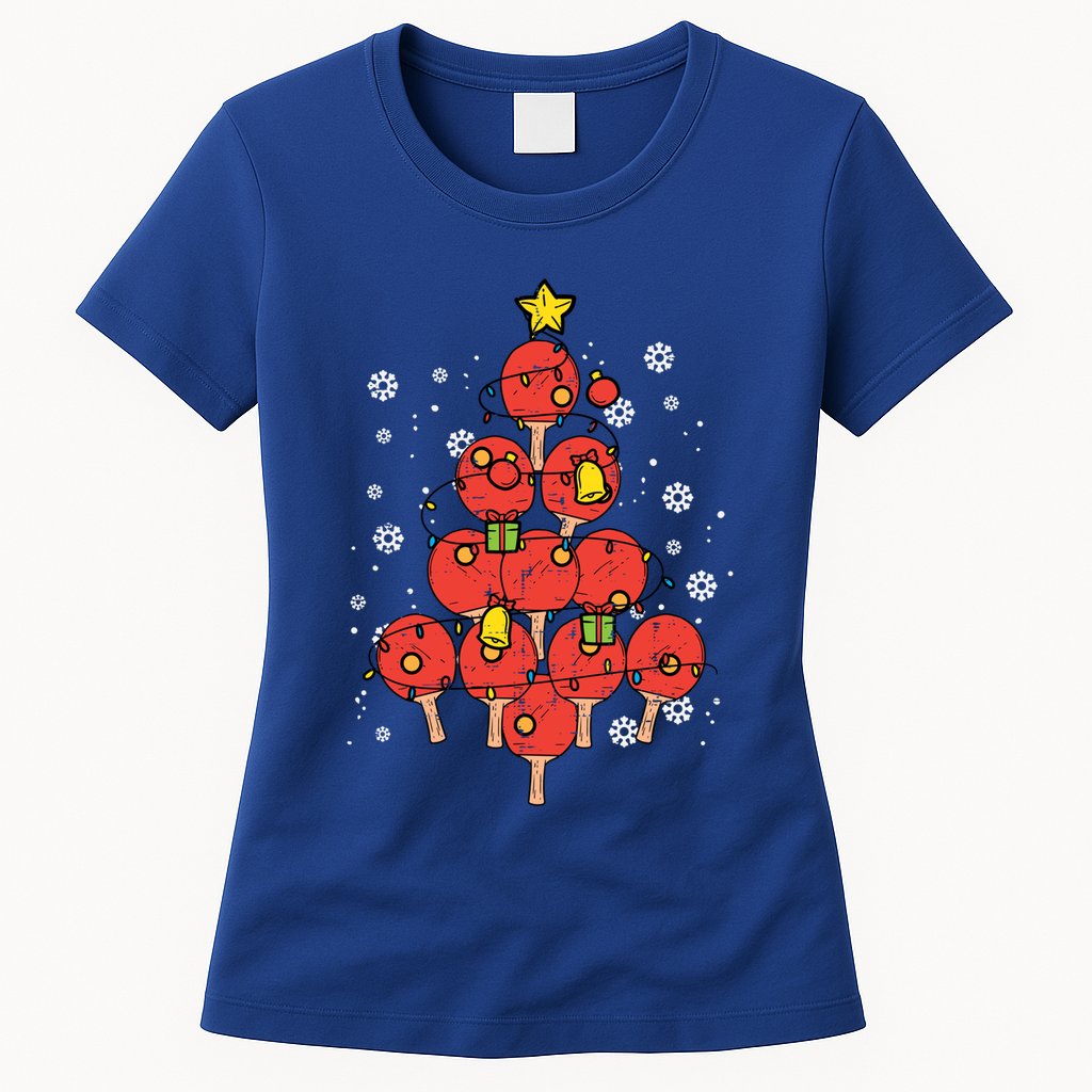 Ping Pong Christmas Tree Xmas Pajamas Pjs Table Tennis Cool Gift Womens T-Shirt
