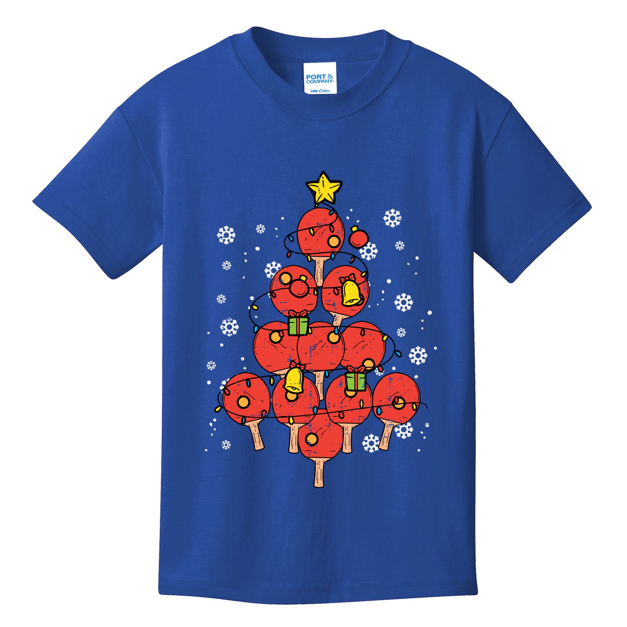 Ping Pong Christmas Tree Xmas Pajamas Pjs Table Tennis Cool Gift Kids T-Shirt