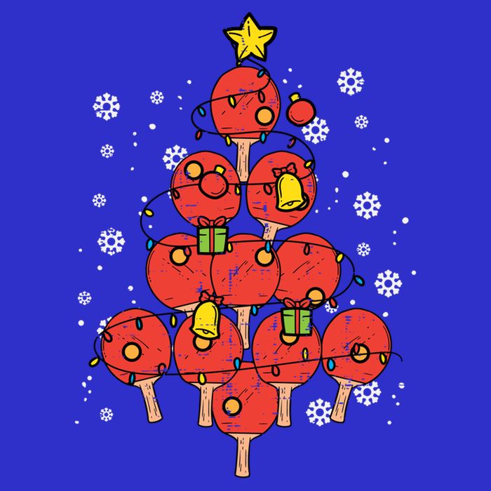Ping Pong Christmas Tree Xmas Pajamas Pjs Table Tennis Cool Gift Kids T-Shirt
