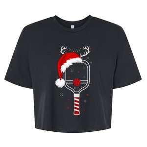 Pickleball Player Christmas Holiday Reindeer Xmas Bella+Canvas Jersey Crop Tee