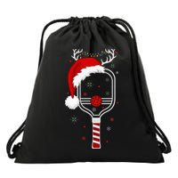 Pickleball Player Christmas Holiday Reindeer Xmas Drawstring Bag