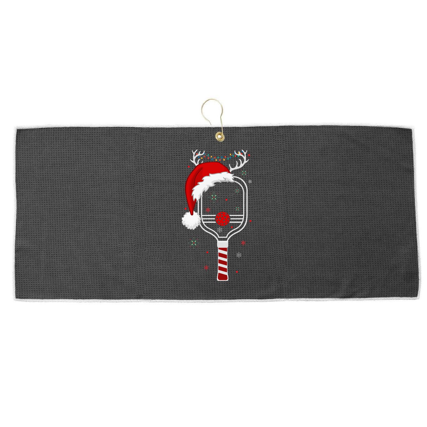 Pickleball Player Christmas Holiday Reindeer Xmas Large Microfiber Waffle Golf Towel