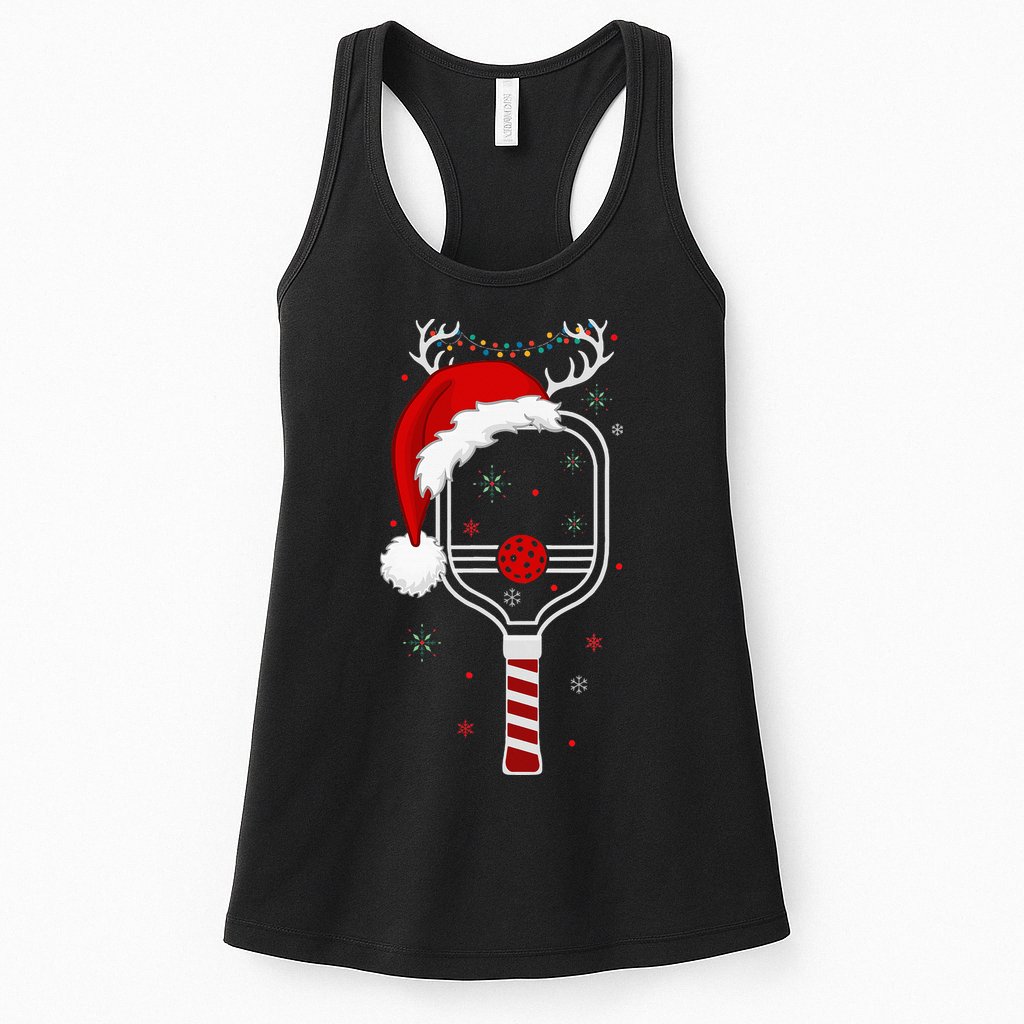 Pickleball Player Christmas Holiday Reindeer Xmas Womens Tank Top