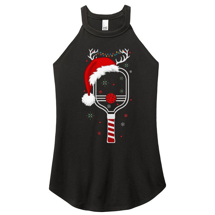 Pickleball Player Christmas Holiday Reindeer Xmas Women's Perfect Tri Rocker Tank