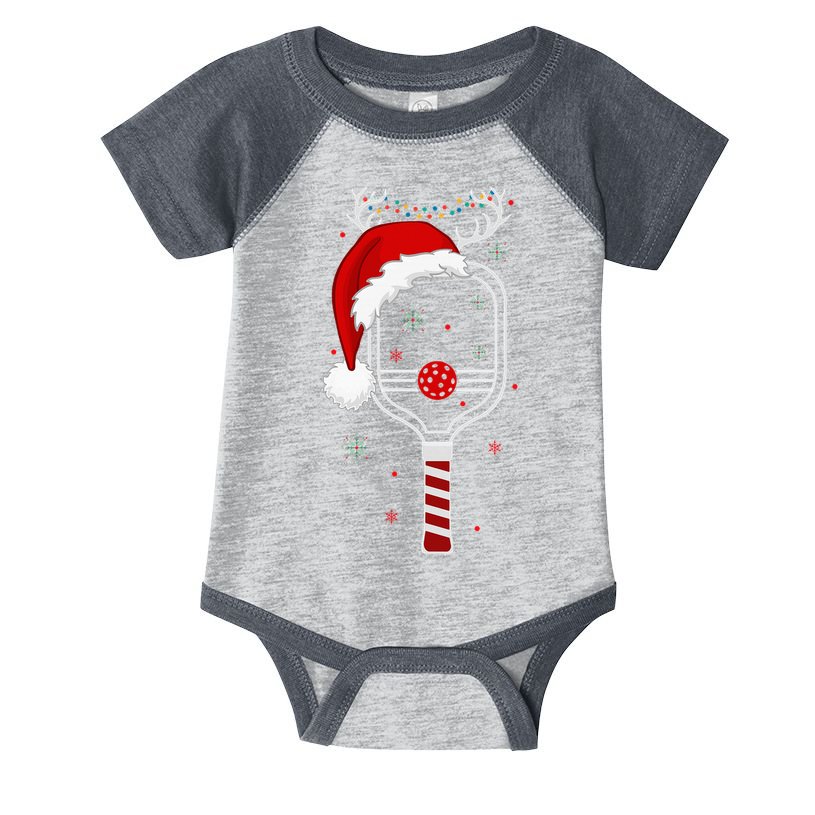 Pickleball Player Christmas Holiday Reindeer Xmas Infant Baby Jersey Bodysuit