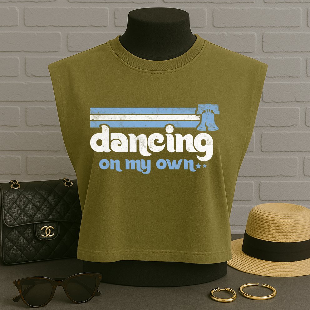 Philly Dancing On My Own Philadelphia Baseball Garment-Dyed Women's Muscle Tee