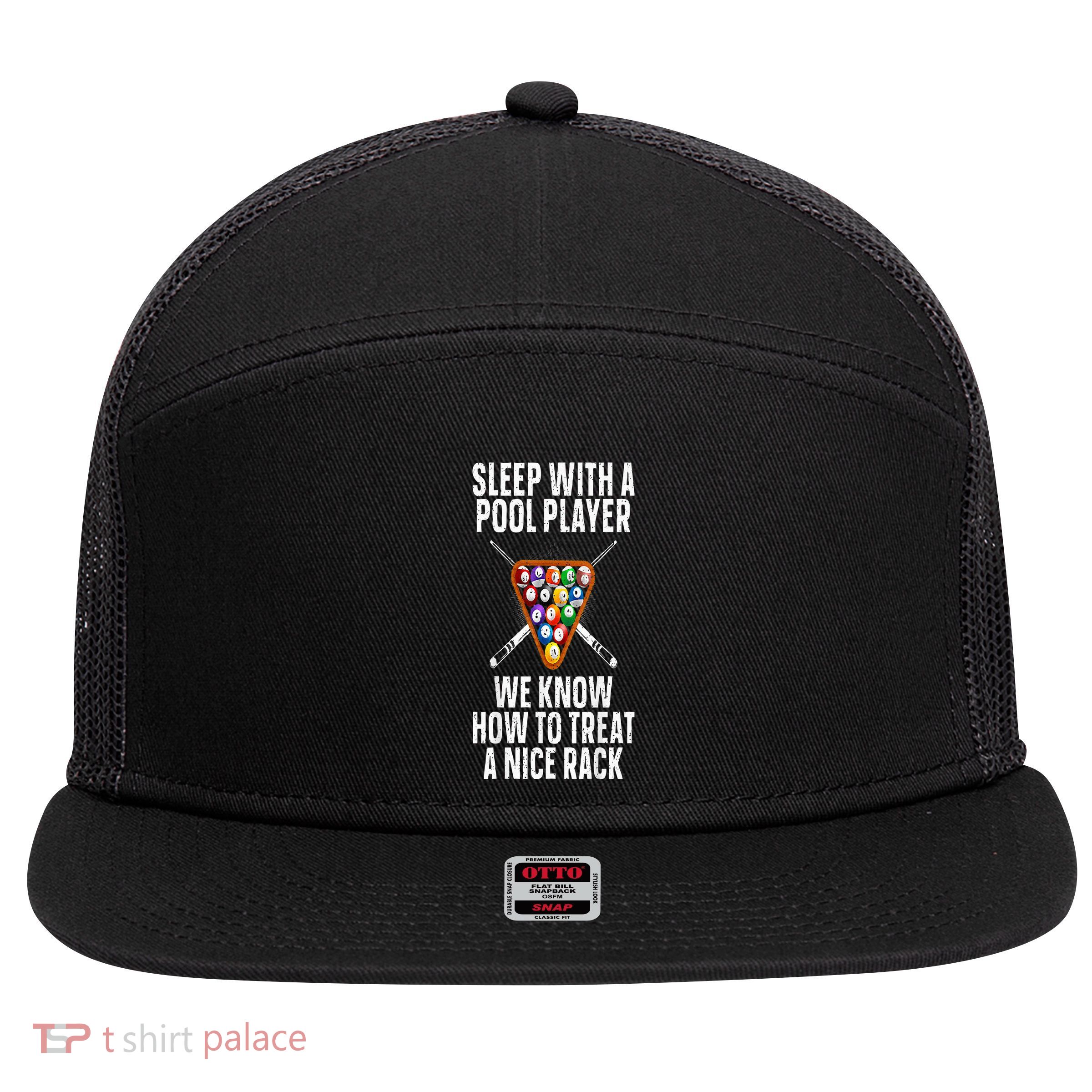 Pool Player Design 7 Panel Mesh Trucker Snapback Hat