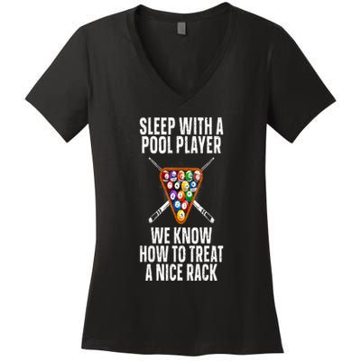 Pool Player Design Women's V-Neck T-Shirt