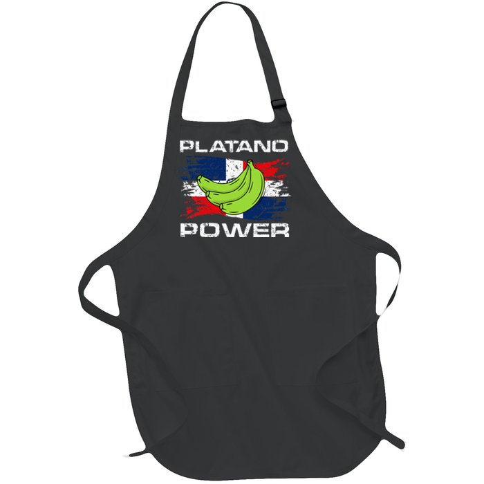 Platano Power Dominican Republic Flag Design Full-Length Apron With Pockets