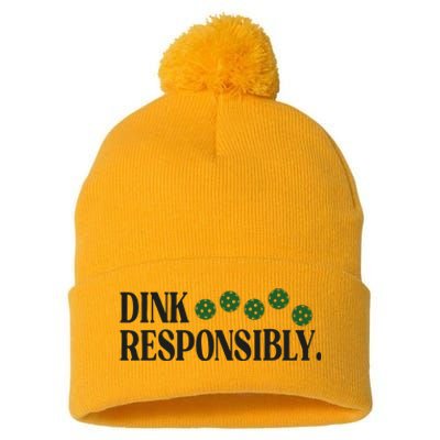 Pickleball Player Dink Responsibly Dont Get Smashed Pom Pom 12in Knit Beanie