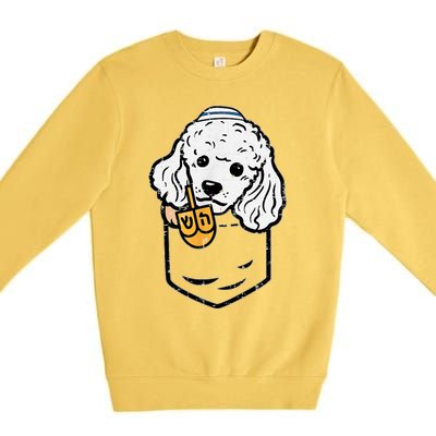 Pocket Poodle Dog Jewish Hanukkah Pajamas Chanukah Pjs Premium Crewneck Sweatshirt