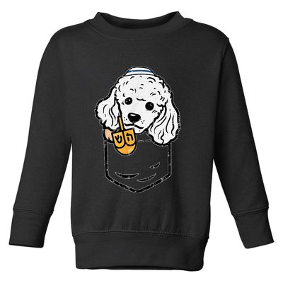 Pocket Poodle Dog Jewish Hanukkah Pajamas Chanukah Pjs Toddler Sweatshirt
