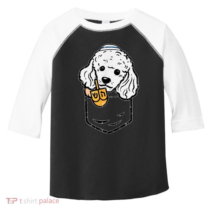 Pocket Poodle Dog Jewish Hanukkah Pajamas Chanukah Pjs Toddler Fine Jersey T-Shirt