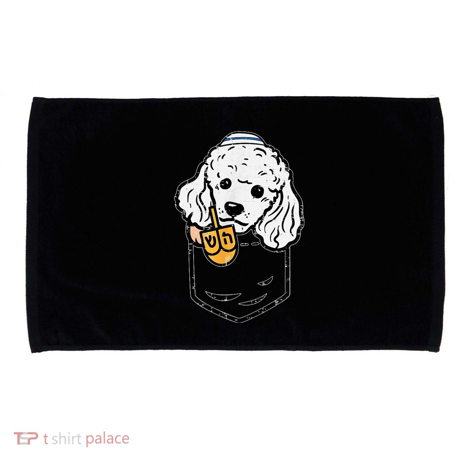 Pocket Poodle Dog Jewish Hanukkah Pajamas Chanukah Pjs Microfiber Hand Towel