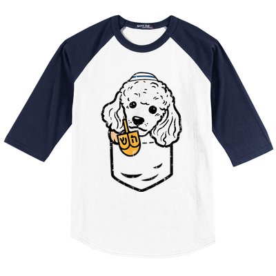 Pocket Poodle Dog Jewish Hanukkah Pajamas Chanukah Pjs Baseball Sleeve Shirt