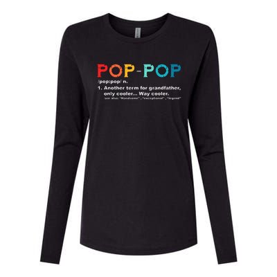 Pop Pop Definition Tee Pops Grandpa Cool Dad Vintage Womens Cotton Relaxed Long Sleeve T-Shirt