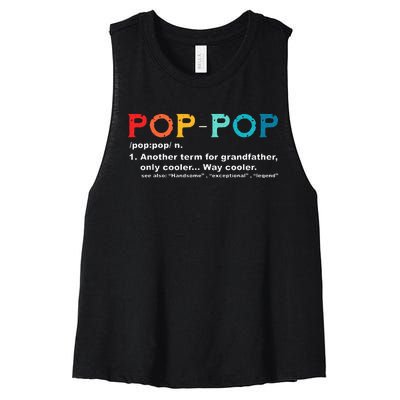 Pop Pop Definition Tee Pops Grandpa Cool Dad Vintage Women's Racerback Cropped Tank