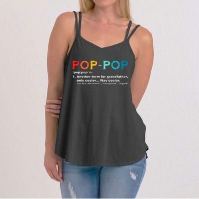 Pop Pop Definition Tee Pops Grandpa Cool Dad Vintage Women's Strappy Tank