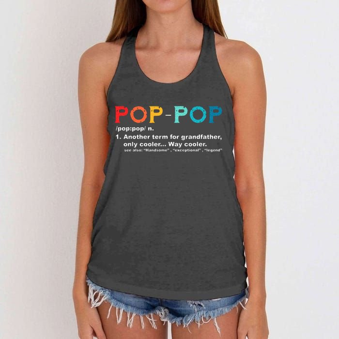 Pop Pop Definition Tee Pops Grandpa Cool Dad Vintage Women's Knotted Racerback Tank