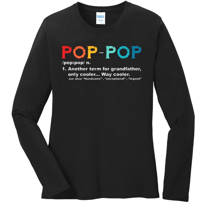 Pop Pop Definition Tee Pops Grandpa Cool Dad Vintage Ladies Long Sleeve Shirt