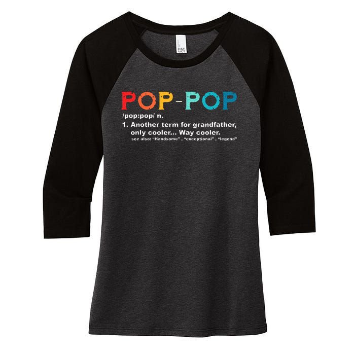 Pop Pop Definition Tee Pops Grandpa Cool Dad Vintage Women's Tri-Blend 3/4-Sleeve Raglan Shirt