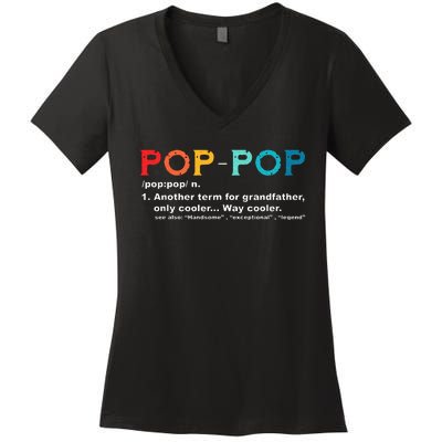 Pop Pop Definition Tee Pops Grandpa Cool Dad Vintage Women's V-Neck T-Shirt