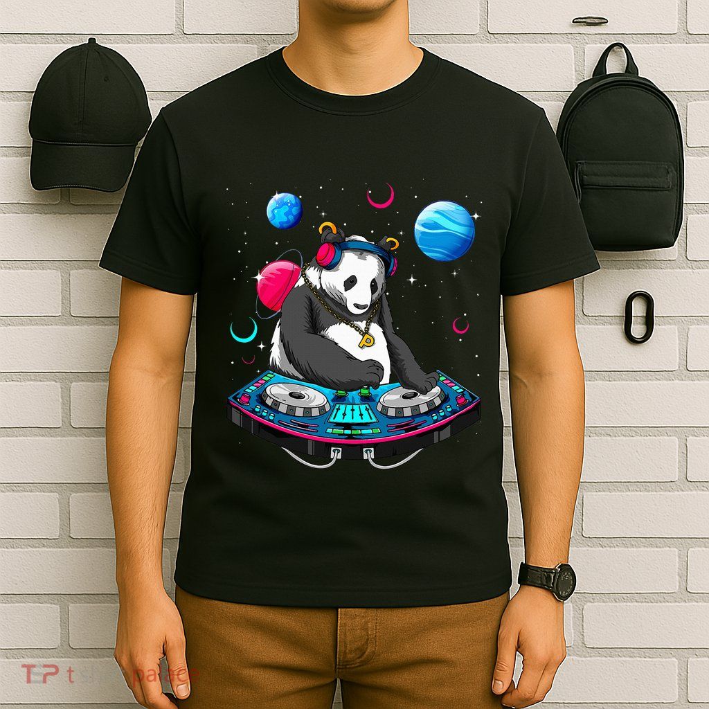 Psychedelic Panda DJEDM Raver Trance Music  T-Shirt