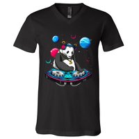 Psychedelic Panda DJEDM Raver Trance Music  V-Neck T-Shirt