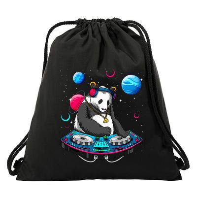 Psychedelic Panda DJEDM Raver Trance Music  Drawstring Bag