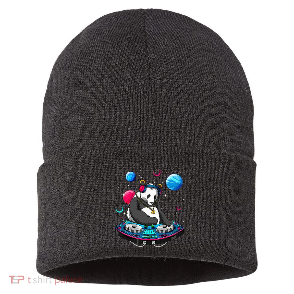 Psychedelic Panda DJEDM Raver Trance Music  Sustainable Knit Beanie