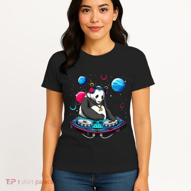 Psychedelic Panda DJEDM Raver Trance Music  Womens T-Shirt