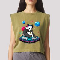 Psychedelic Panda DJEDM Raver Trance Music  Garment-Dyed Women's Muscle Tee