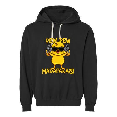 Pew Pew Duck Funny Madafakas Garment-Dyed Fleece Hoodie
