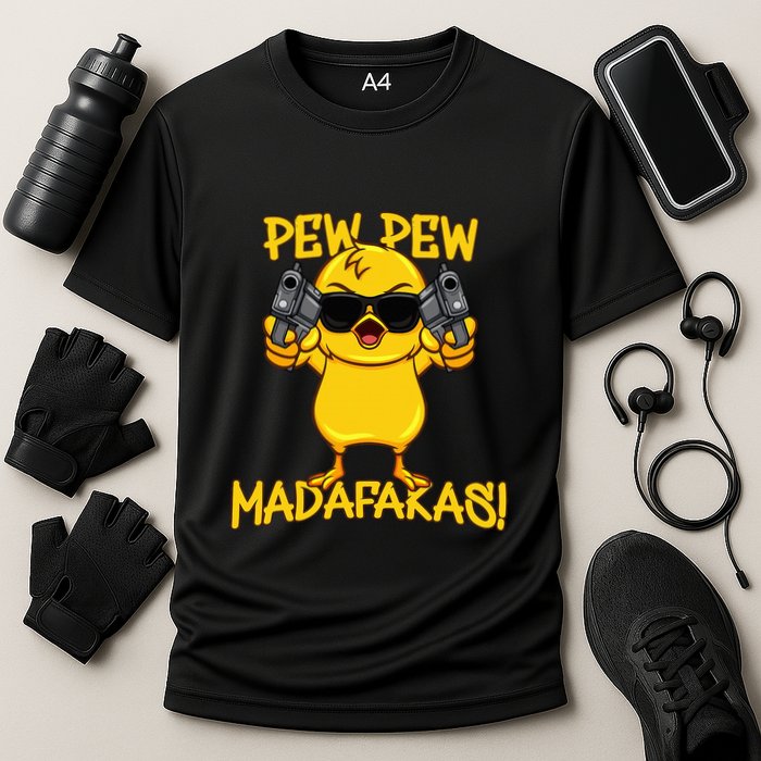 Pew Pew Duck Funny Madafakas Performance Shirt