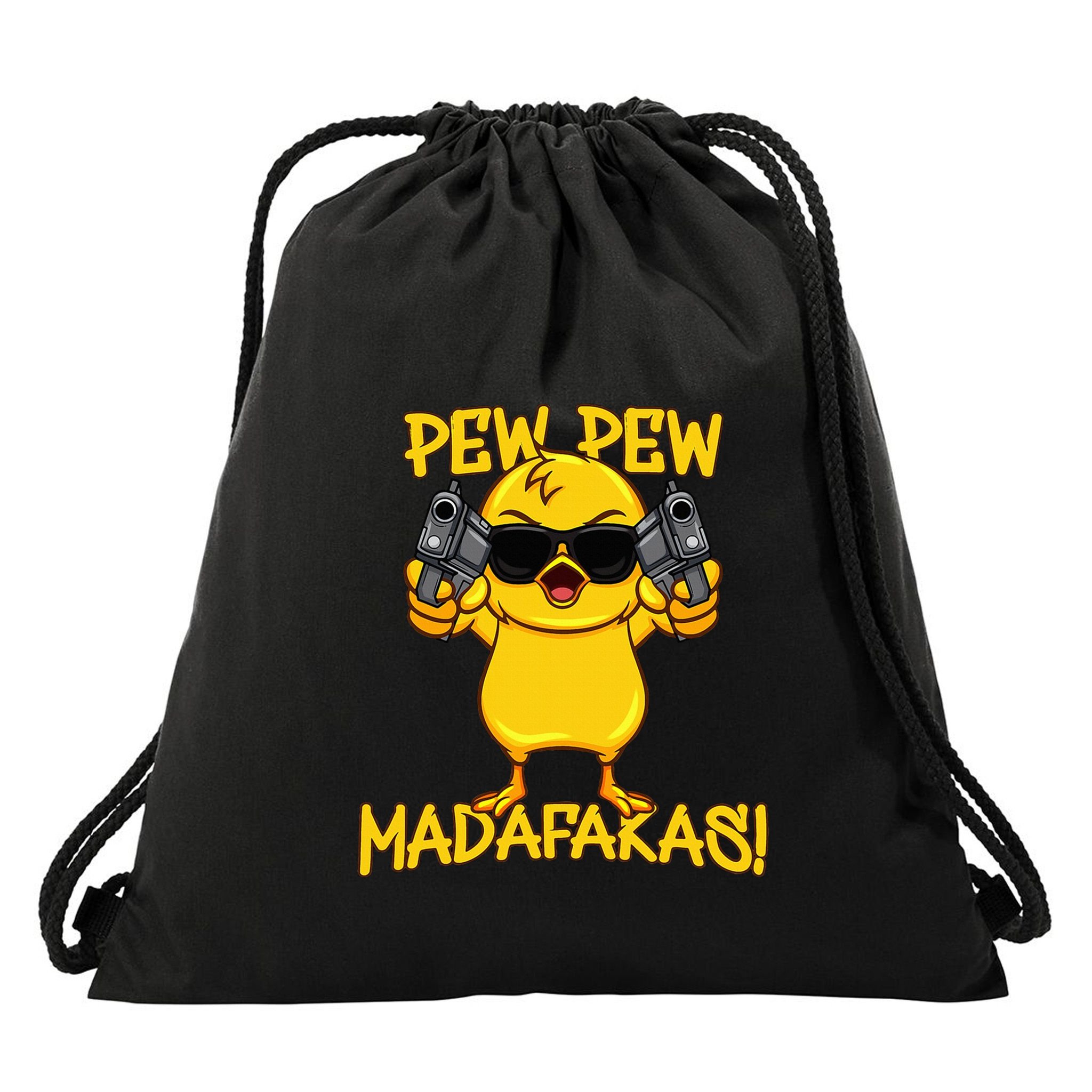 Pew Pew Duck Funny Madafakas Drawstring Bag