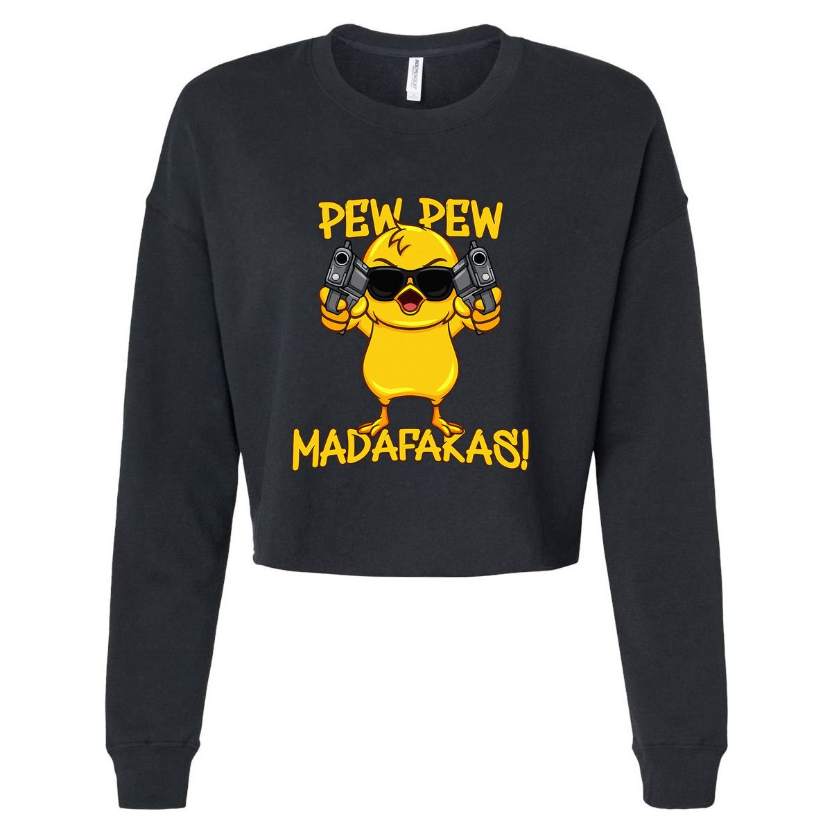 Pew Pew Duck Funny Madafakas Cropped Pullover Crew