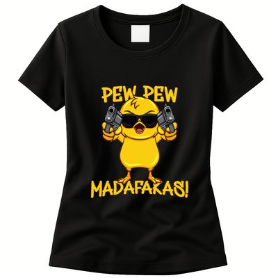 Pew Pew Duck Funny Madafakas Womens T-Shirt