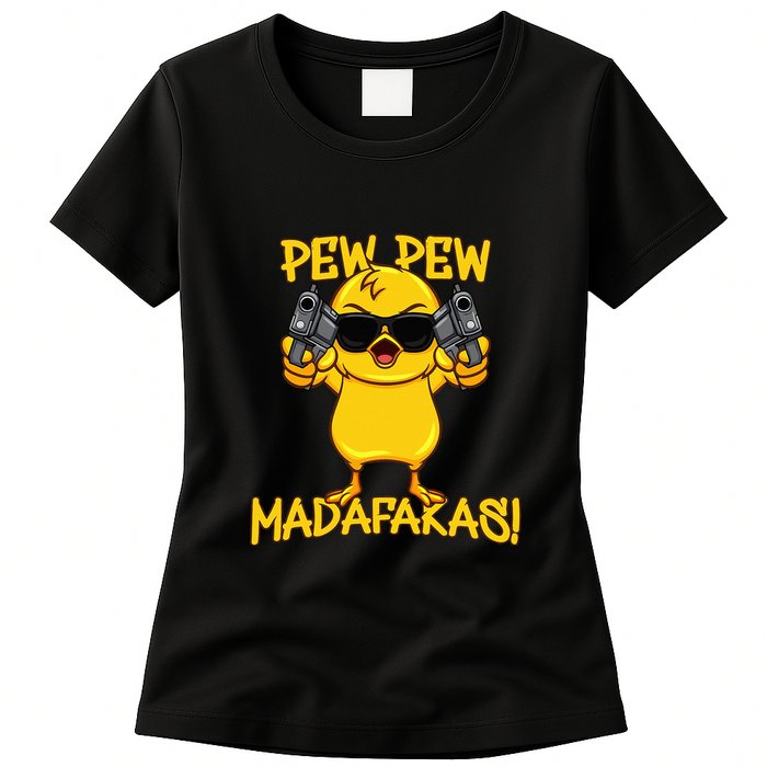 Pew Pew Duck Funny Madafakas Womens T-Shirt