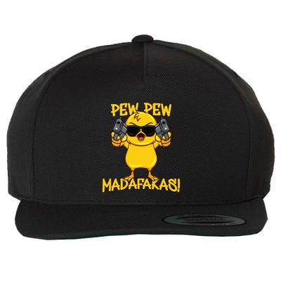 Pew Pew Duck Funny Madafakas Wool Snapback Cap