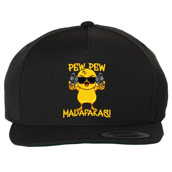 Pew Pew Duck Funny Madafakas Wool Snapback Cap