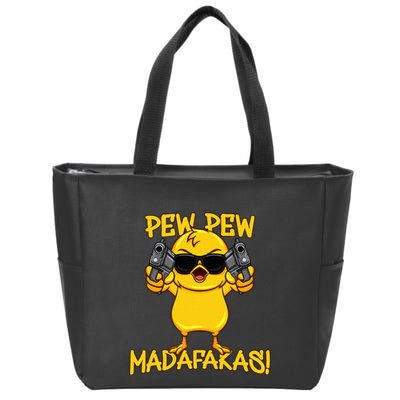 Pew Pew Duck Funny Madafakas Zip Tote Bag